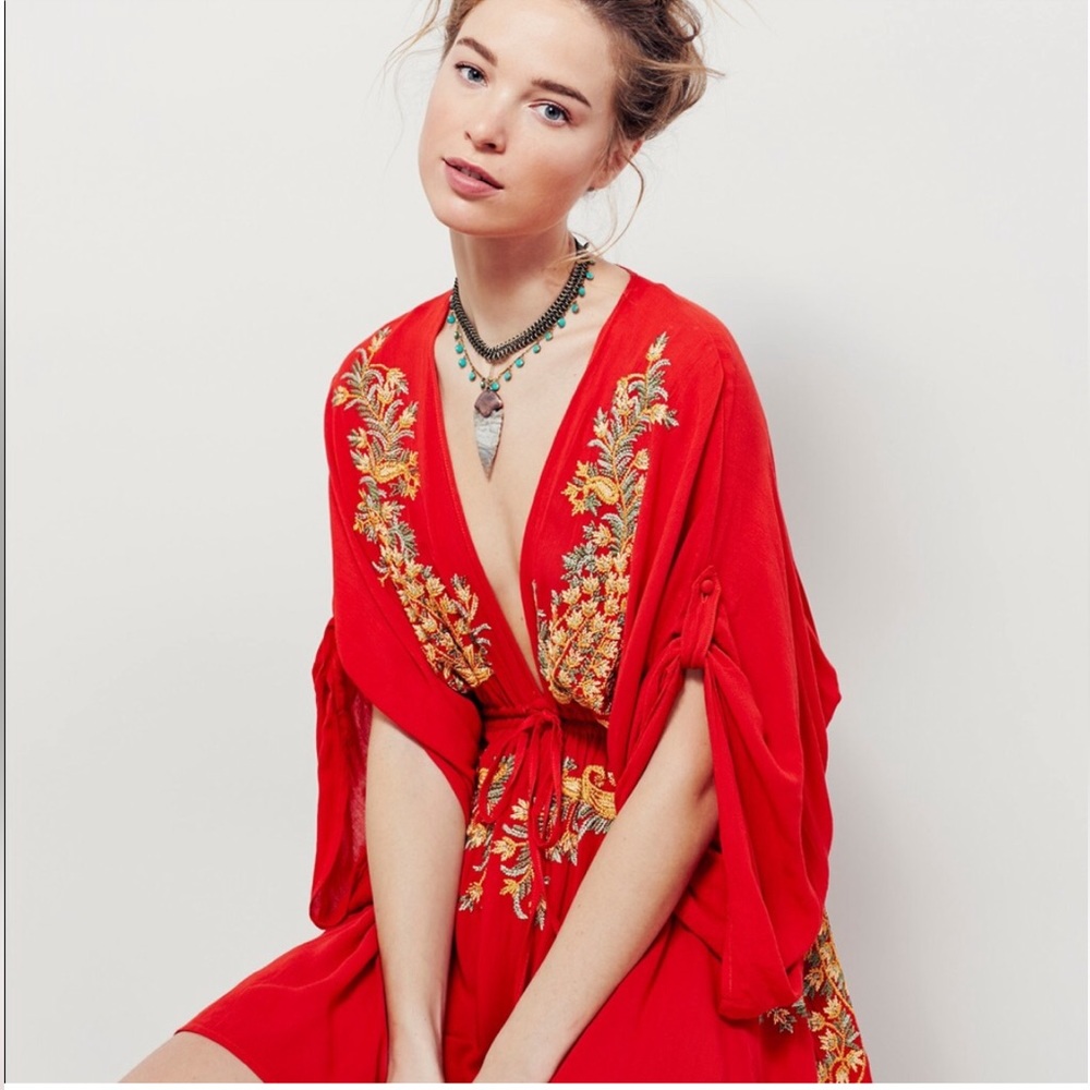 Free People Embroidered Boho Minidress